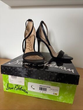 Sam Edelman Black Leather Strappy Stiletto Sandals
